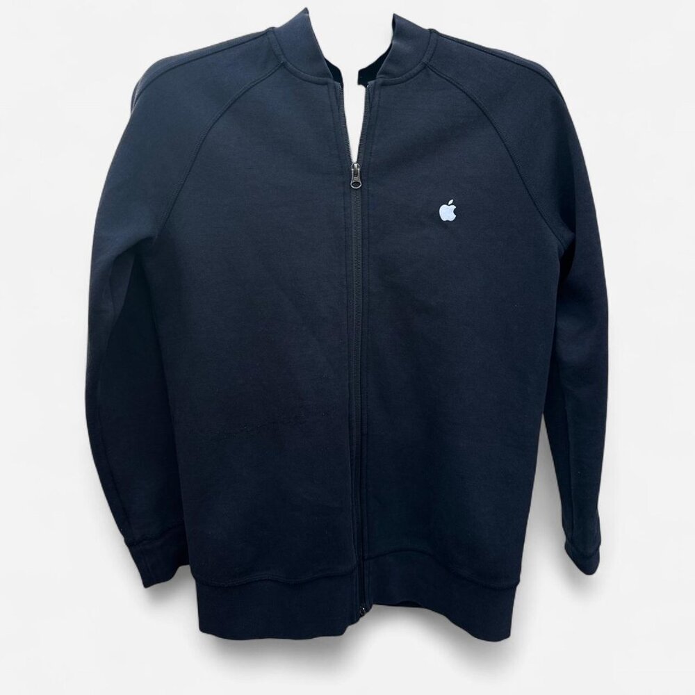 Apple Store Employee Bomber Jacket Men Small Black Full Zip Cotton Blend